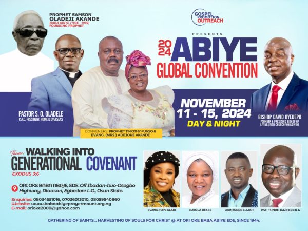 Abiye 2024: Oyedepo, Oladele, Others to Attend Global Convention